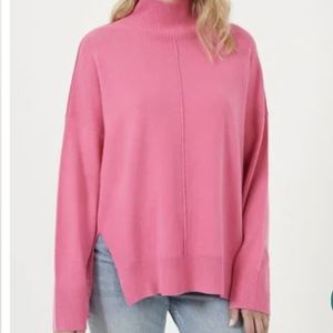 French Connection Hot Pink  Babysoft River Knits High Neck Sweater sz Medium NWT
